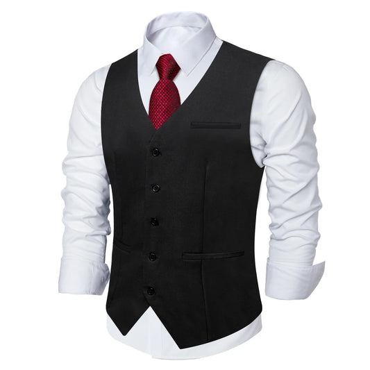 Men's Slim Fit Single Breasted Solid Vest for Business and Smart Casual Wear