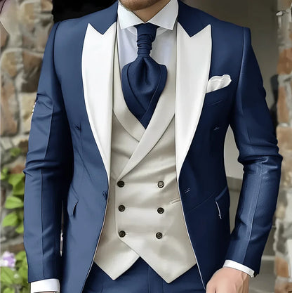 Costume de mariage pour homme à revers pointu de haute qualité coupe slim Vestes Col pointu croisé Carnavals hommes Le dernier