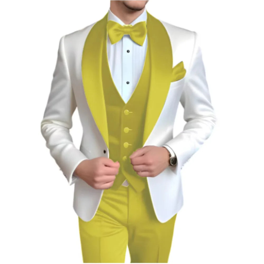 Men's 3-Piece Slim Fit Suit – Single Breasted Blazer, Vest & Pants Set for Wedding, Business & Formal Occasions