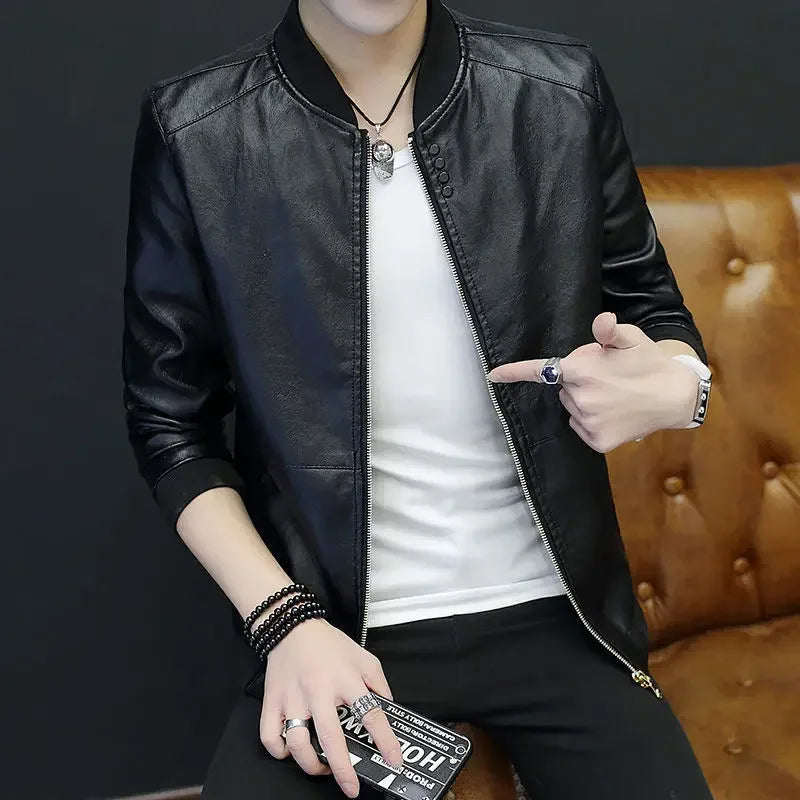 Brown Casual Men's Suit Jackets Trendy 2025 Korean Style Clothes Male Leather Blazer Single Models Luxury Designer Menswear Coat