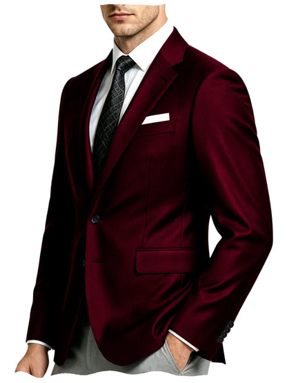 Men's Suit Jacket Single Button Slim Fit Notch Lapel for Wedding, Prom and Business