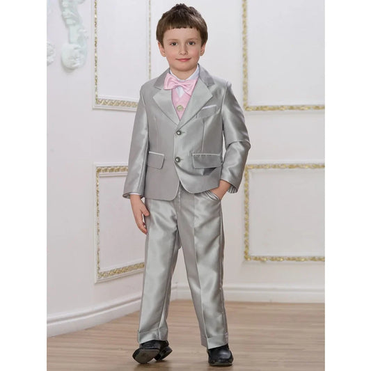 Chic Satin Boy Suits Notch Lapel Single Breasted Children's Clothing 2 Piece Daily Casual Formal Fashion Kids Clothes 2025