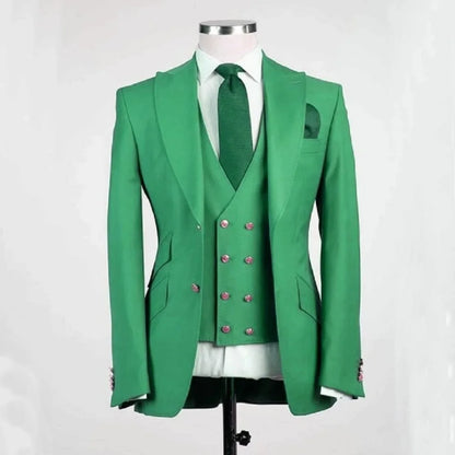Royal Blue Groom Tuxedos Peak Lapel Men Suits Wedding Best Man Blazer ( Jacket+Pants+Vest)