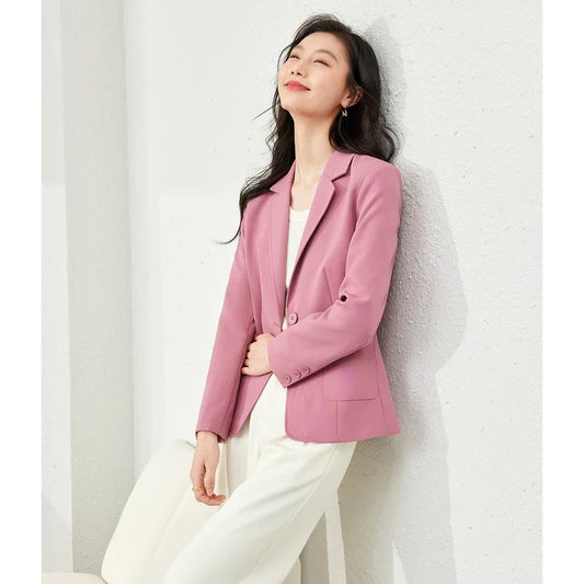 2026 Autumn Blazers Jacket for Women Elegant Korean Fashion Short Slim Jacket Solid Long Sleeve Work Office Blazers V7876