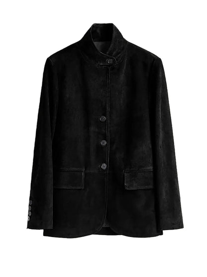 Men's Casual Blazer Maillard style Jacket Long Sleeve Solid Color Single Breasted Button Fashion Sport Coats Autumn Winter