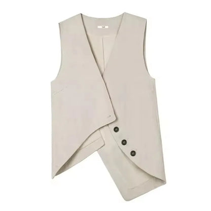 Women's Suit Vest Jacket 2026 Spring Summer Elegant Solid Ladies  V-neck Waistcoat Sleeveless  Tops Temperament Female Outwear