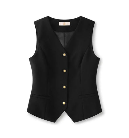 Women's Suits Vest 2026 New Spring Summer Temperament Slim Retro Thin Waistcoat Black Short Sleeveless Blazers Coat And Tops
