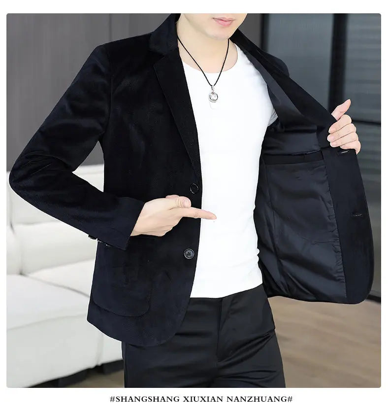 Blazer Men's Fashion Business Gentleman Groom Professional Gentleman Form-fitting Versatile Casual Formal Wear High-end Blazer