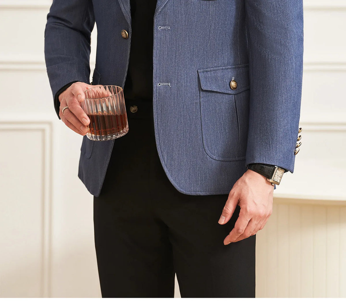 High Quality Men's Denim Style Suit Jacket Vintage Luxury Slim Fit Business Fashion Casual Suit Coat Formal Wedding Tuxedos