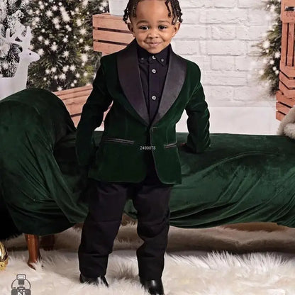 Kids 1 Year Birthday Dress Baby Boys Velvet Blazer Jacket Pants Photograph Suit Children Formal Wedding Performance Evening Wear
