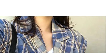 Spring Autumn 2024 British Style Women's Long Sleeve Loose Casual Plaid Jacket Elegant Outerwear Top Trendy Commute Wind