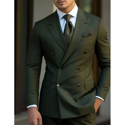 Ensemble 2 pièces pour homme : Costume slim de haute qualité avec revers à pointe et col en pointe pour mariage et plage d'été
