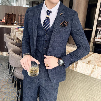 Men's 3-Piece Formal Suit Slim Fit Blazer Vest Pants for Wedding Business Smart Casual