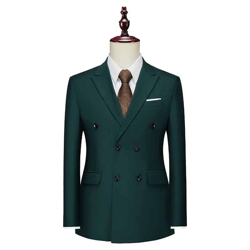 Male Blazer Men's Fashion Business Handsome British Style Casual Slim Solid Color Wedding Work Four Season Style Blazers M-6XL