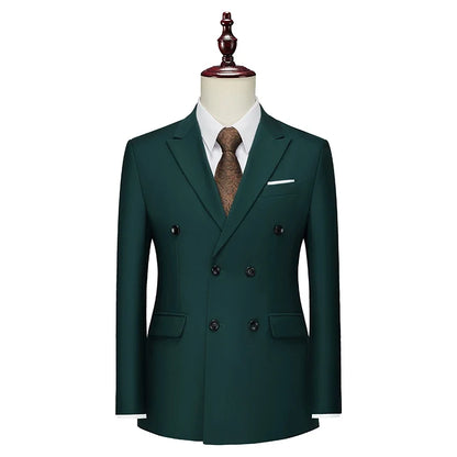 Male Blazer Men's Fashion Business Handsome British Style Casual Slim Solid Color Wedding Work Four Season Style Blazers M-6XL