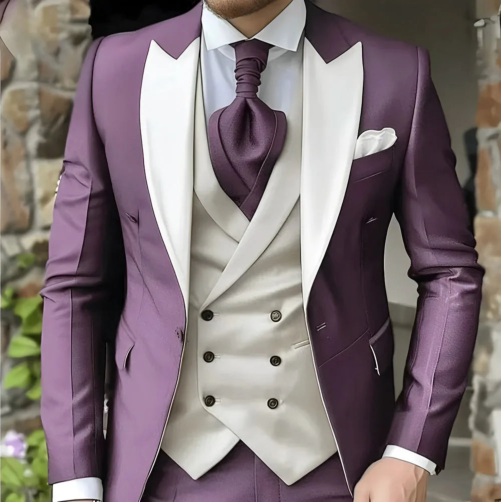 Costume de mariage pour homme à revers pointu de haute qualité coupe slim Vestes Col pointu croisé Carnavals hommes Le dernier