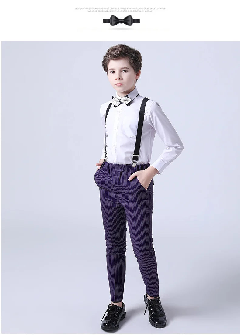 Boys Formal Vest Pants 2-Piece Suit Set for Kids – Striped Wedding & Party Wear
