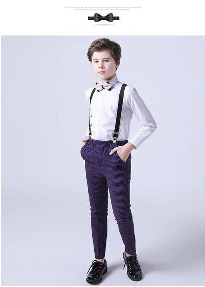 Boys Formal Vest Pants 2-Piece Suit Set for Kids – Striped Wedding & Party Wear