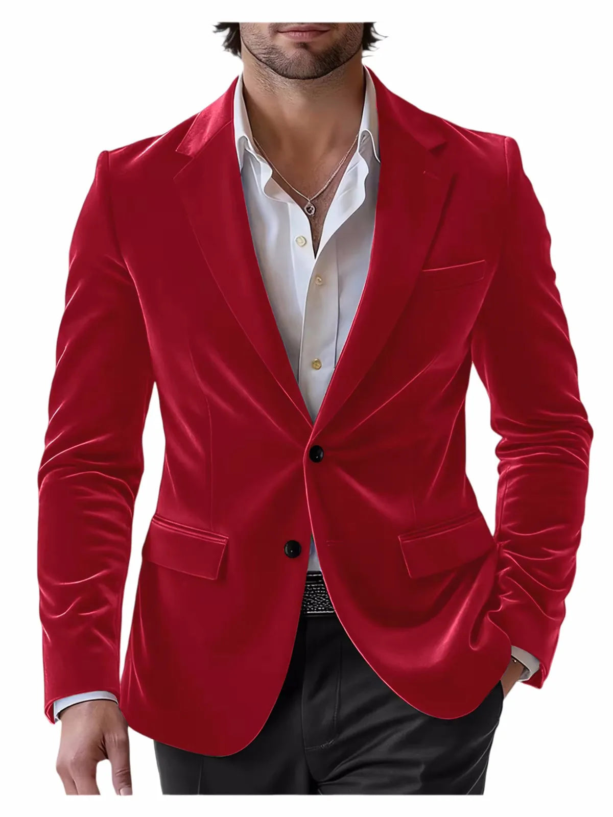 Men's Velvet Blazer Single Breasted Slim Coat Tailored Business Casual Groom's Jacket Fit Work Date Party Wedding Daily Wear