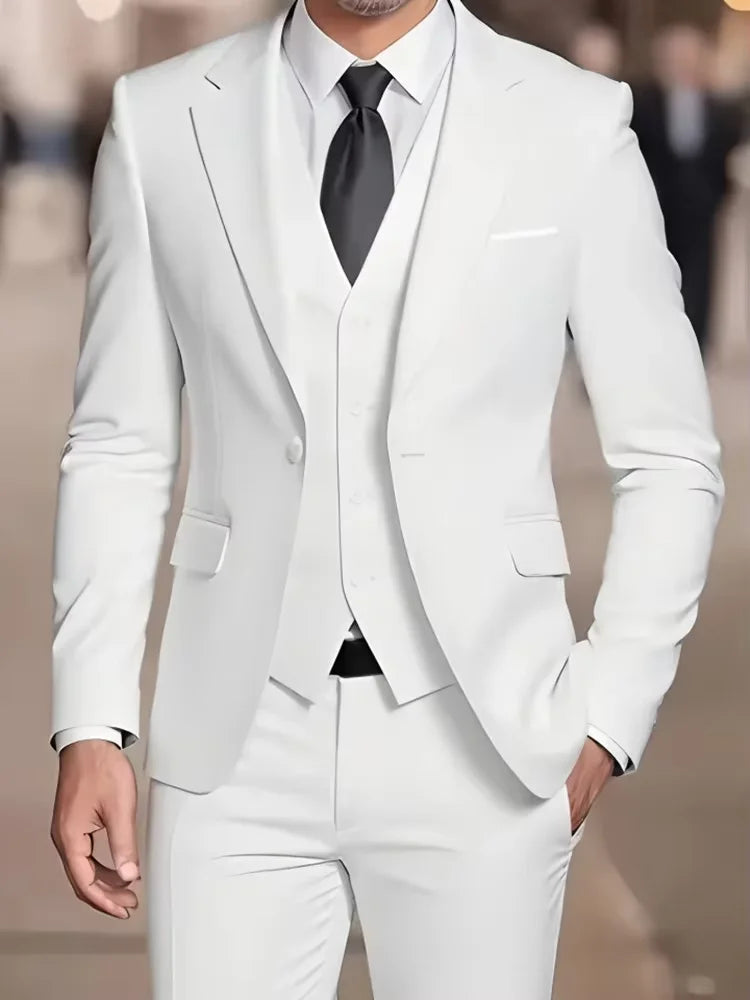 3 Piece Khaki Groom Tuxedo Men Suits for Wedding Business Notch Lapel Blazer Costume Homme Party Suits(Jacket+Vest+Pants)