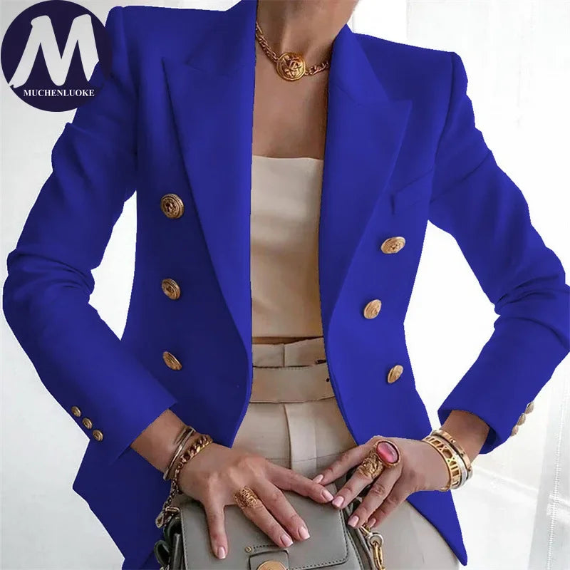 Women's Korean Fashion Long Sleeve Blazer Casual Loose Office Coat Spring Autumn Versatile New Clothing