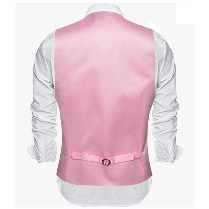 Men's Satin Vest Slim Fit Single-Breasted Waistcoat for Weddings and Formal Occasions