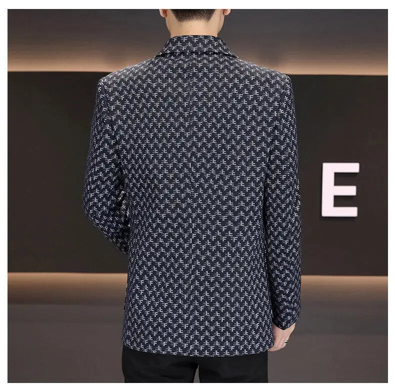2025 Spring Autumn Letter Printed Suit Jackets Men Korean Fashion Slim Fit Blazer Masculino Casual Business Social Dress Coats