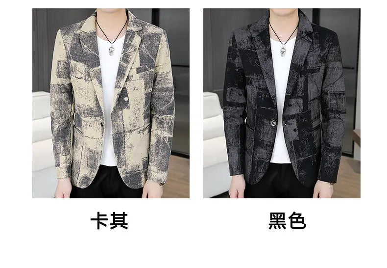 Blazer Men's Business Gentleman Wedding Fashion Versatile Trendsetter Comfortable To Wear Best Man Print Slim and Casual Blazer