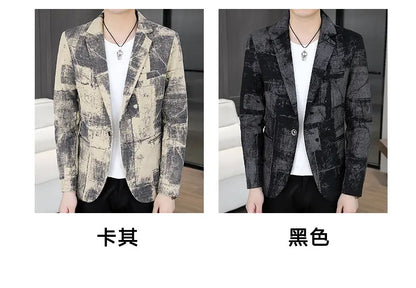 Blazer Men's Business Gentleman Wedding Fashion Versatile Trendsetter Comfortable To Wear Best Man Print Slim and Casual Blazer