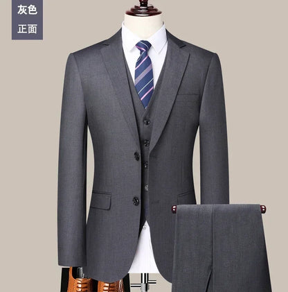 Men's 3-Piece Suit – Slim Fit Blazer Vest Pants Set for Business, Wedding & Casual Wear