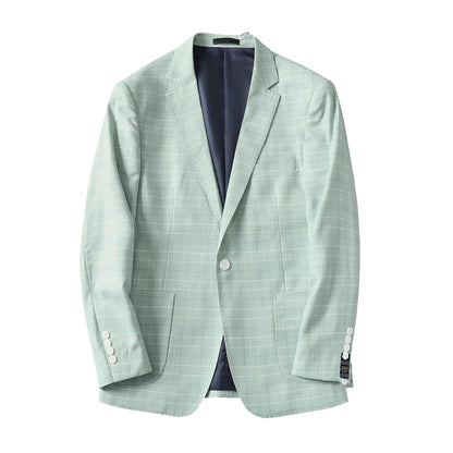 2025 Autumn Casual Business Suit Jacket for Men Slim Fit Plaid Social Office Blazers Men Wedding Groon Dress Coats Men Clothing
