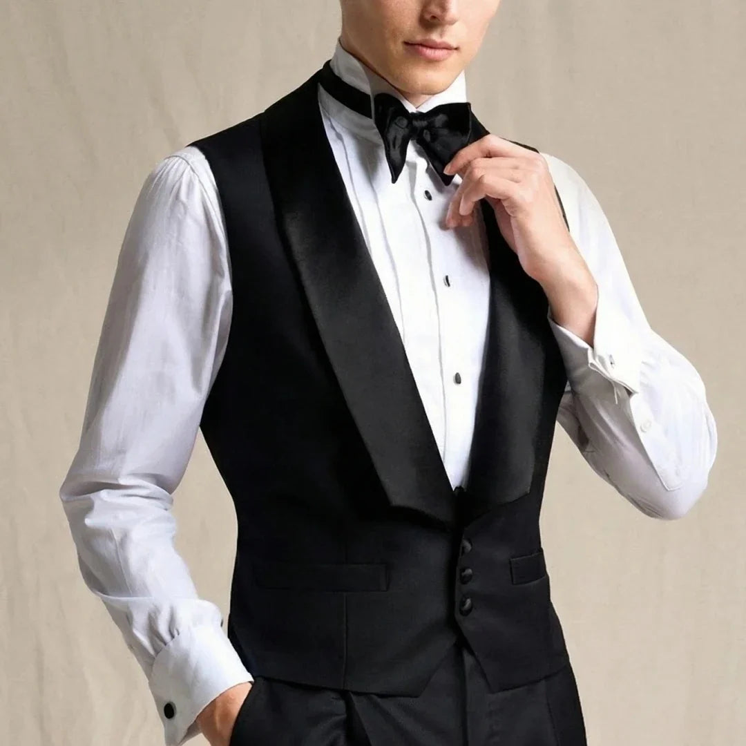 Men's Formal Vest – Single Button Bright Lapel Waistcoat for Weddings & Business