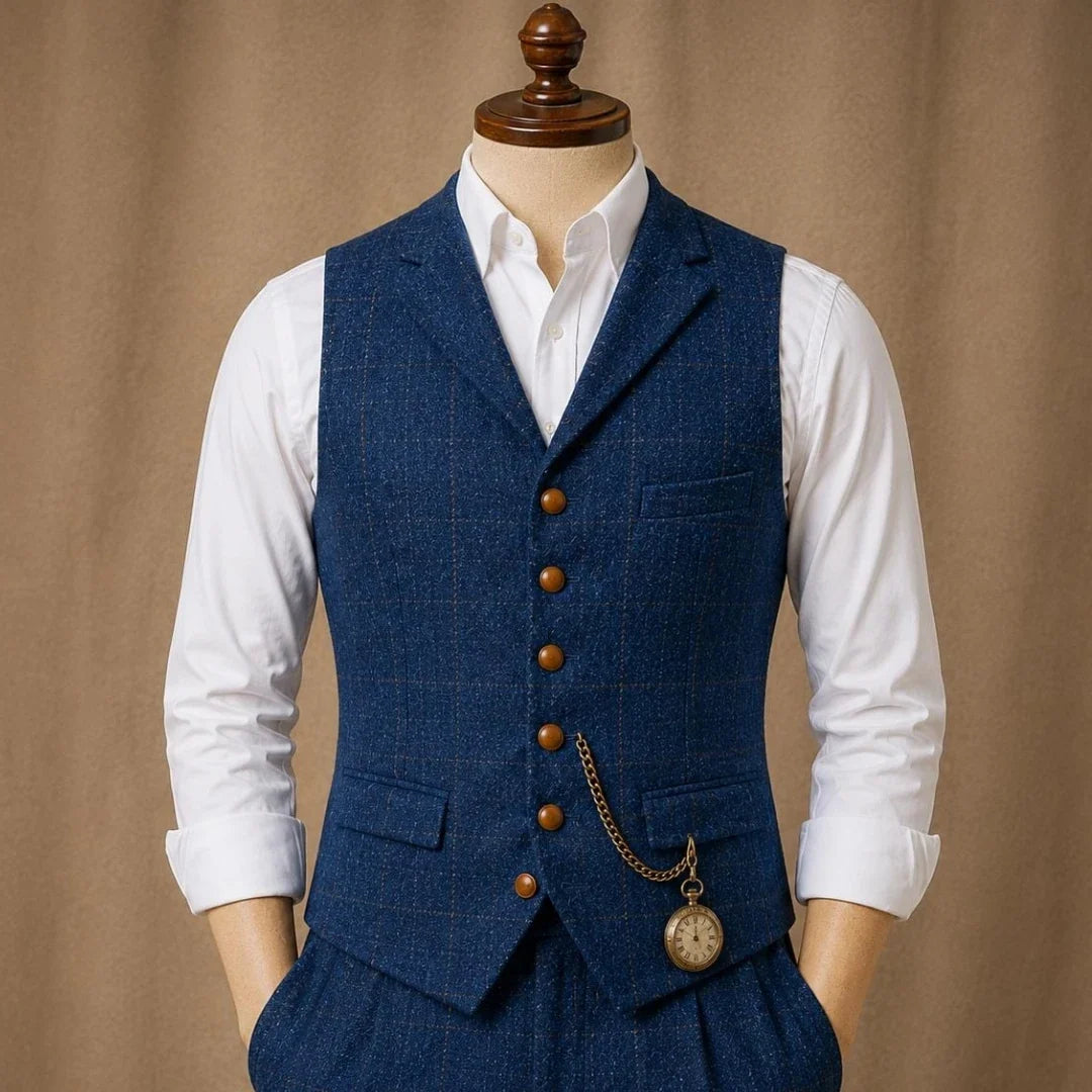 Men's Herringbone Vest Single Breasted Formal Waistcoat for Wedding & Business