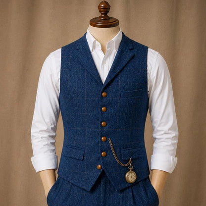 Men's Herringbone Vest Single Breasted Formal Waistcoat for Wedding & Business