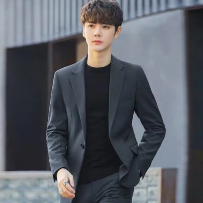 2026 Men's Korean Style Loose Retro Casual Blazer Spring Autumn Versatile Trendy Suit Jacket