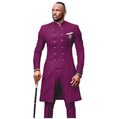 Classic Black Men Suit Slim Fit New Luxury African Style Wedding Tuxedos for Men Fashion Dinner Party Jacket Pants 2 Pieces Set