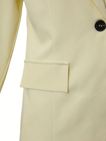 Women's Single-Button Loose Fit Suit Jacket Trans-seasonal Yellow Collar Commute Casual Polyester Fabric Fashionable