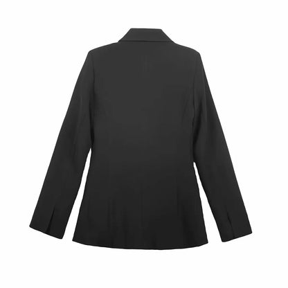 Women Fall Office Slim Blazer Single Button Pockets Blazer Beige Black 2025 Spring Autumn Fashion Commuter Simple Casual Blazer