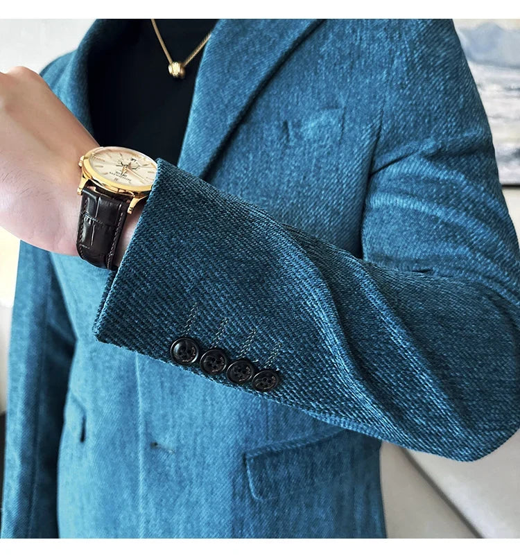 New Chinese Style Stand Collar Fashion Casual Suit Jacket Autumn Winter New Slim Fit Business Formal Social Prom Party Tuxedos