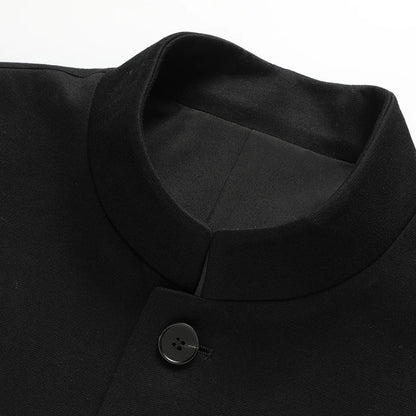 Blazer Men Smart Casual Stand Collar Korean Style Black Business Coat