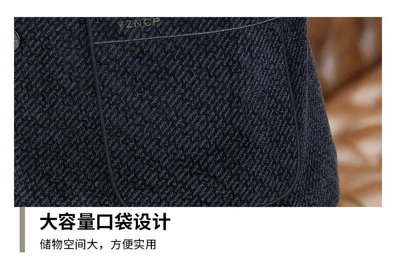 Middle-aged and young business suits, golden mink fleece casual Chenille woolen jackets for men in autumn and winter, with added