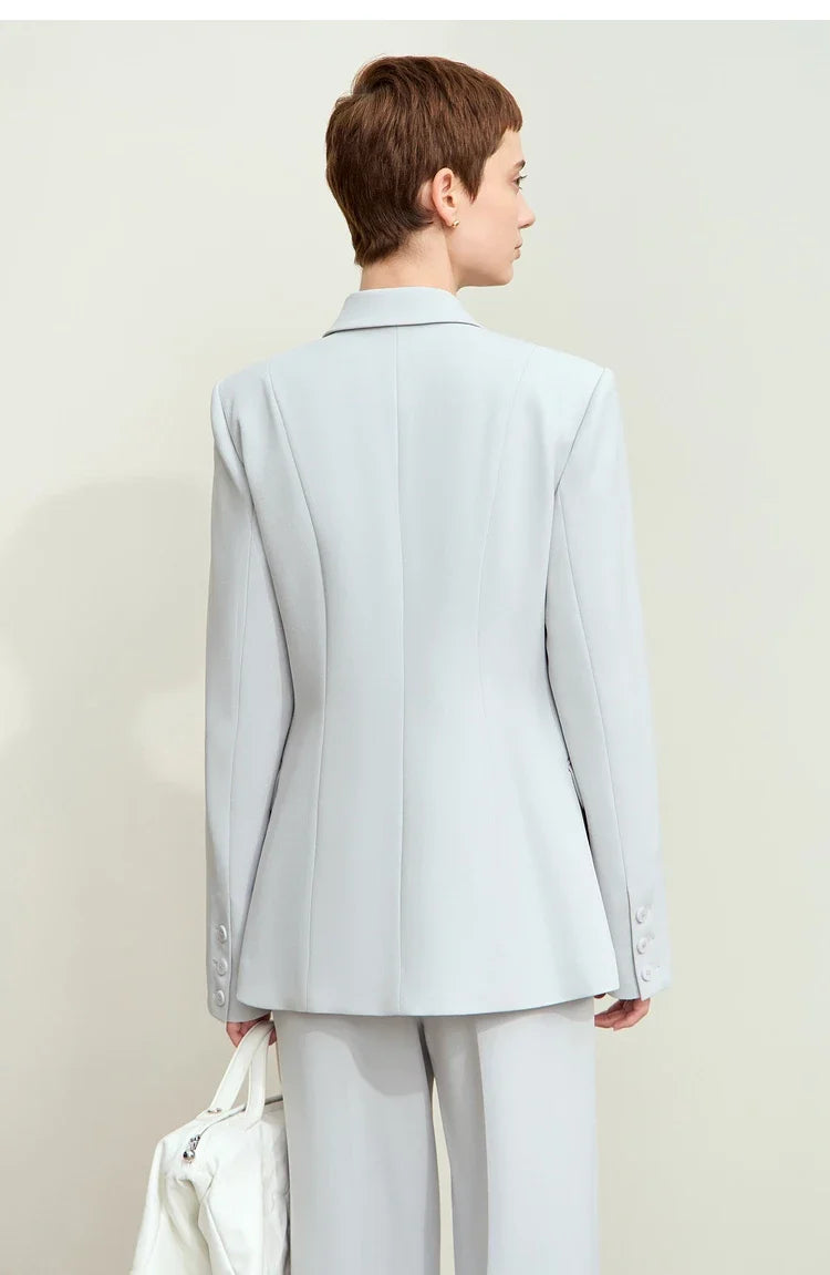 Minimalism 2024 Autumn New Blazers Women Notched Basic Quality Fashion Long Professional Jacket Women's Clothing 12443051