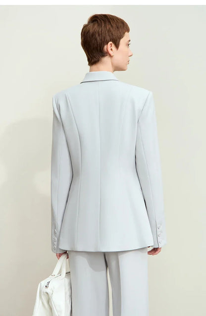 Minimalism 2024 Autumn New Blazers Women Notched Basic Quality Fashion Long Professional Jacket Women's Clothing 12443051