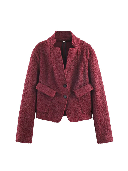 Women Christmas Red Winter Jacket Coat Vintage Teddy Coats Streetwear Long Sleeve Lamb Wool Jacket Outerwear 2000s Clothes 2025