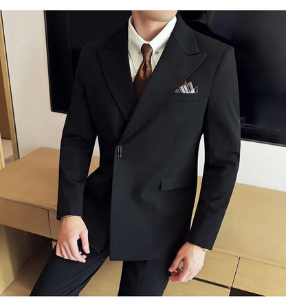 Men's 3-Piece Slim Fit Suit Set – Jacket, Vest & Pants for Wedding, Prom & Business