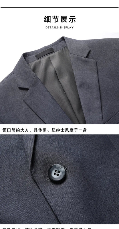 Men's 3-Piece Wedding Suit – Single Breasted, Smart Casual, Blue/Black/Gray – All Seasons