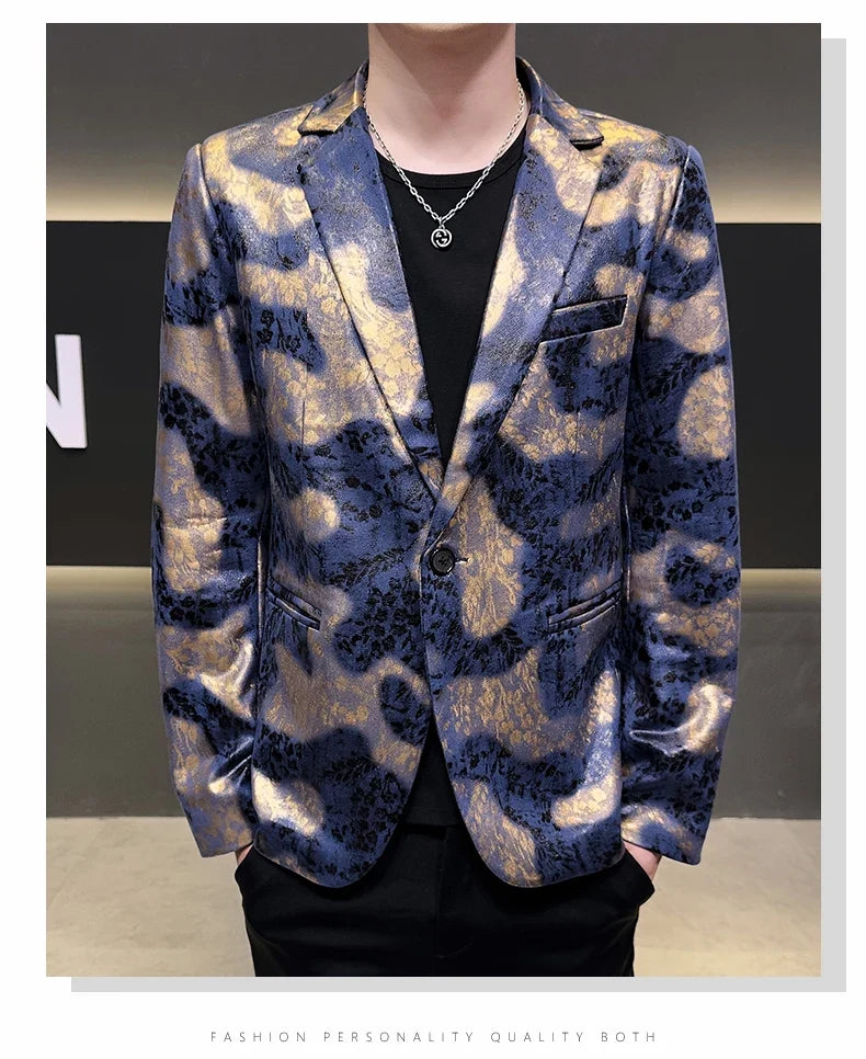 2026 Autumn Suede Men's Casual Suit Jacket Slim Fit Handsome High-quality Business Social Blazers Social Streetwear Dress Coat