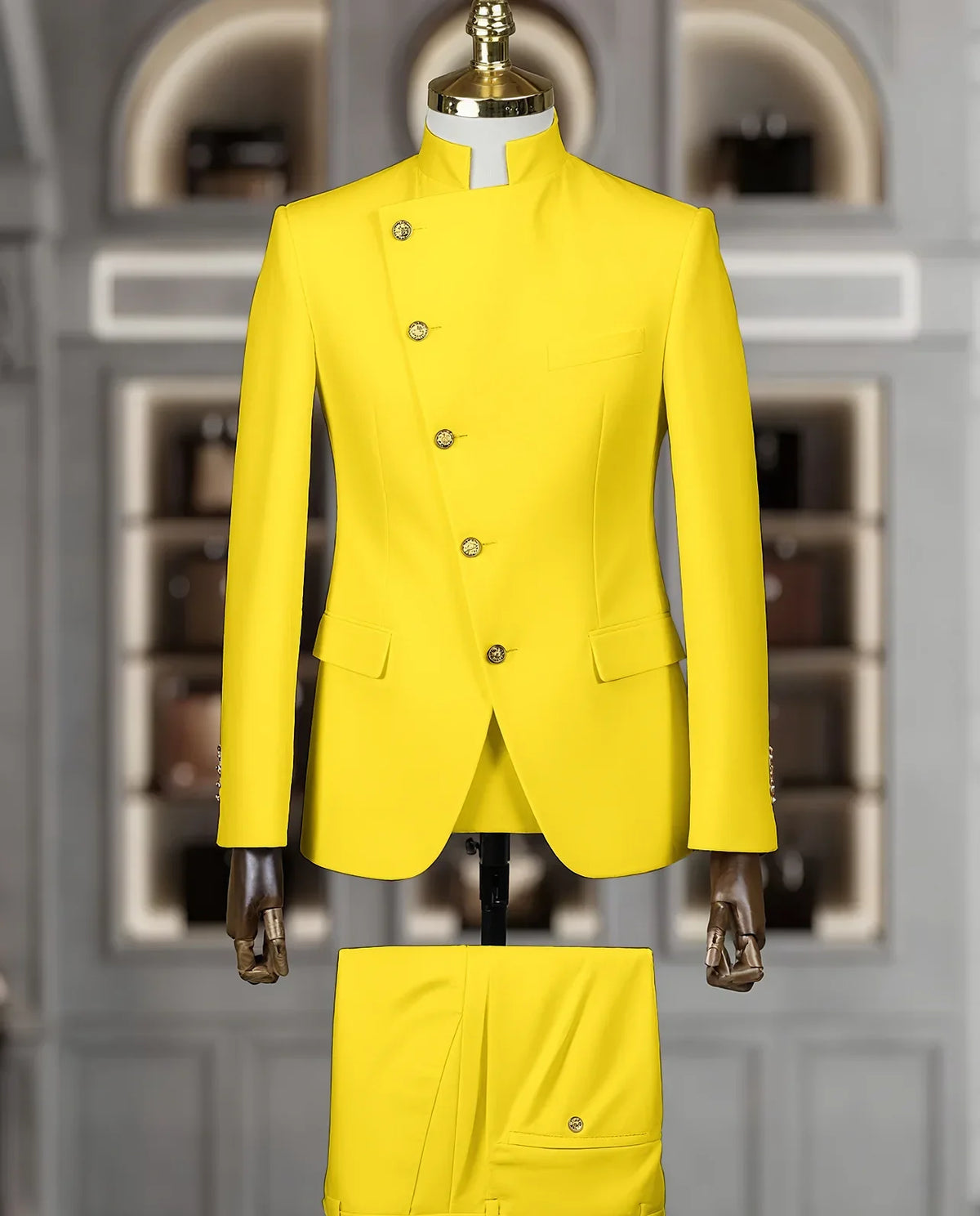 Costume Homme Cintrée 2 Pièces Uni pour Marié, Ensemble Blazer et Pantalon, Formel et Élégant, pour Fête, Bal de Fin d'Année, Banquet (Veste + Pantalon)