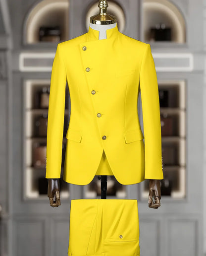 Costume Homme Cintrée 2 Pièces Uni pour Marié, Ensemble Blazer et Pantalon, Formel et Élégant, pour Fête, Bal de Fin d'Année, Banquet (Veste + Pantalon)