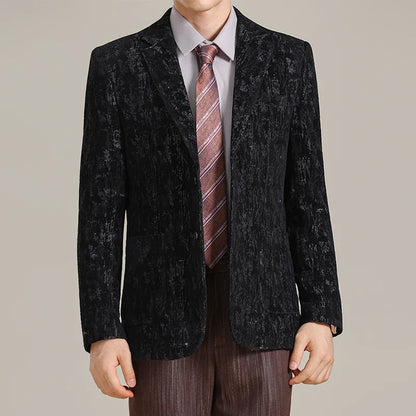 High Quality Autumn Men's Slim Fit Suit Jacket Fashion Plush Jacquard Casual Suit Jacket Street Wear Social Business Blazers 5XL